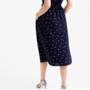 J Crew Navy Blue Polka Dot Pleated Midi Skirt